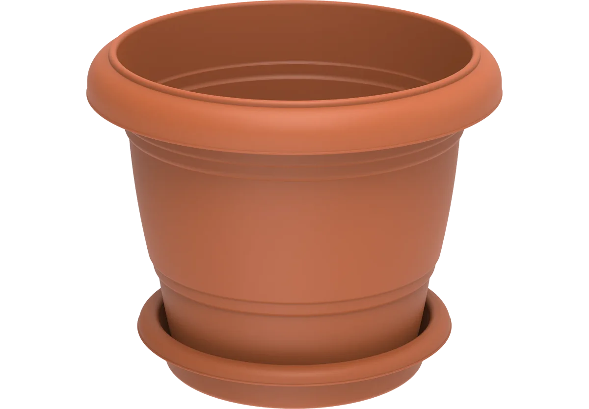 Pot de fleurs rond avec plateau 24 pouces 72 L