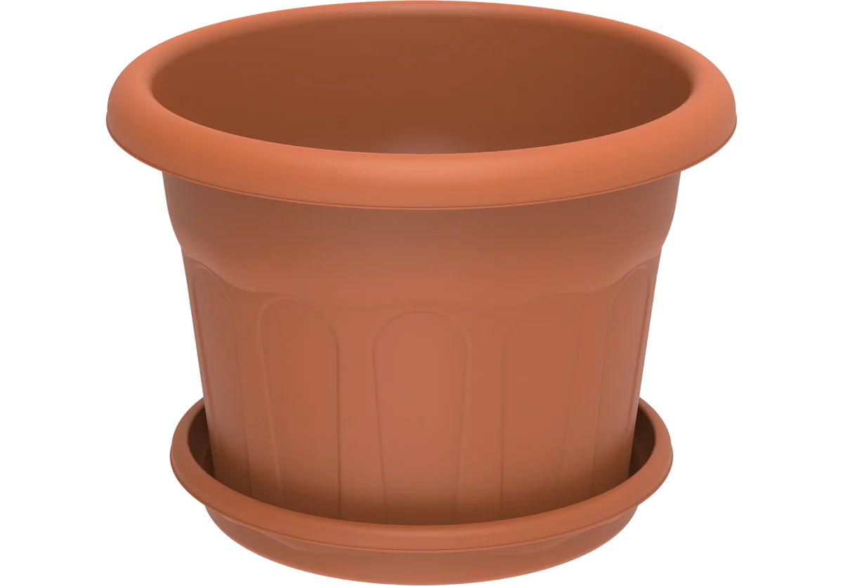 Pot de fleurs rond avec plateau 28 pouces 115 L
