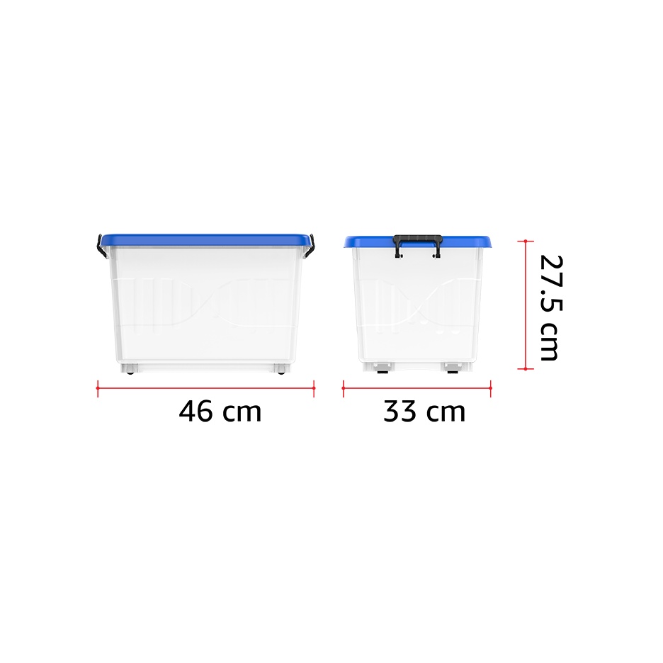 Boite de rangement transparente avec roues et couvercle verrouillable 22 L